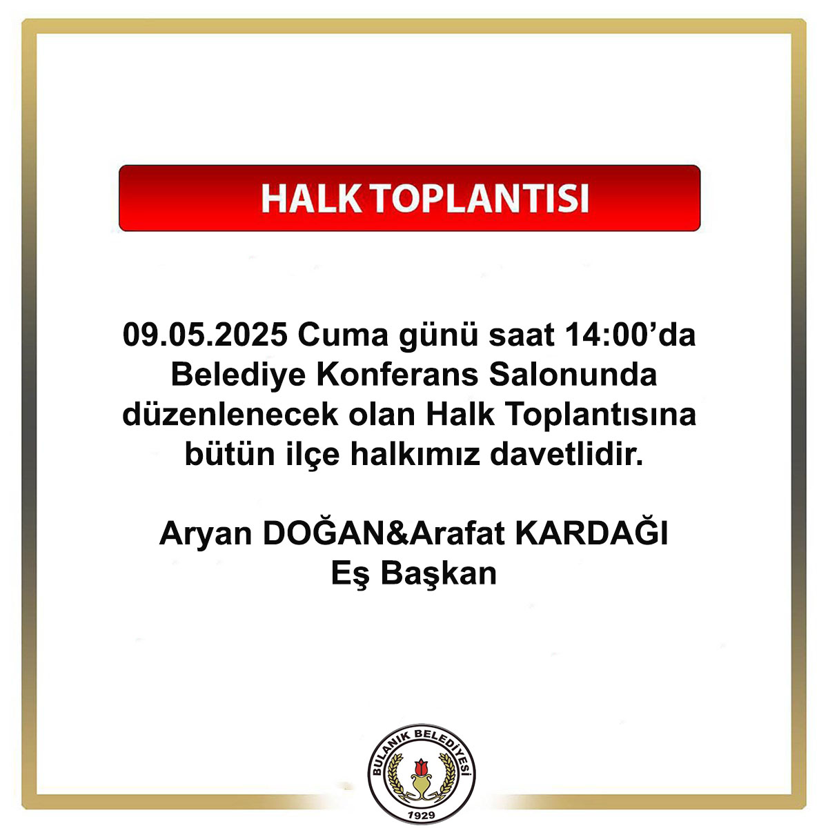 HALK TOPLANTISINA DAVET
