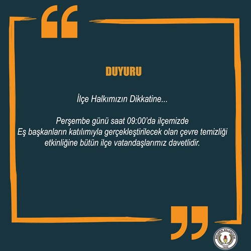 Çevre Temizliği Etkinliği Duyurusu